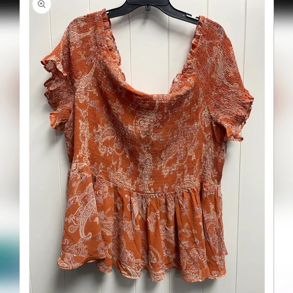 Cato Spring Bloom Paisley Smocked Off The Shoulder Peplum Blouse - Picture 2 of 7